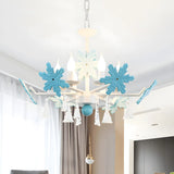 Snowflake Candle Crystal Metal Kids Room Grey Chandelier Image - 30