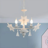 Snowflake Candle Crystal Metal Kids Room Grey Chandelier Image - 6