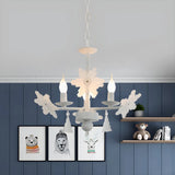 Snowflake Candle Crystal Metal Kids Room Grey Chandelier Image - 7