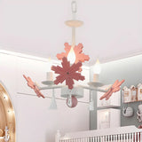 Snowflake Candle Crystal Metal Kids Room Grey Chandelier Image - 9