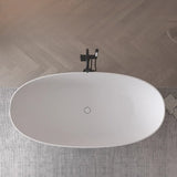 Soaking Oval Freestanding Acrylic Gloss White Bathtub Image - 10