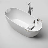 Soaking Oval Freestanding Acrylic Gloss White Bathtub Image - 13