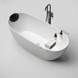 Soaking Oval Freestanding Acrylic Gloss White Bathtub Image - 15