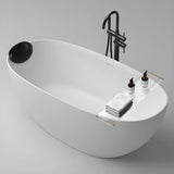 Soaking Oval Freestanding Acrylic Gloss White Bathtub Image - 2