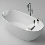 Soaking Oval Freestanding Acrylic Gloss White Bathtub Image - 3