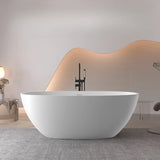 Soaking Oval Freestanding Acrylic Gloss White Bathtub Image - 4