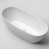 Soaking Oval Freestanding Acrylic Gloss White Bathtub Image - 5