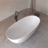 Soaking Oval Freestanding Acrylic Gloss White Bathtub Image - 6