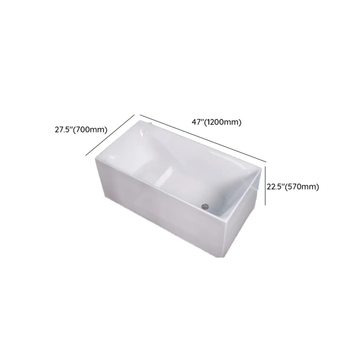 Soaking Rectangle Lucite White Medium Seat Bathtub Image - 10