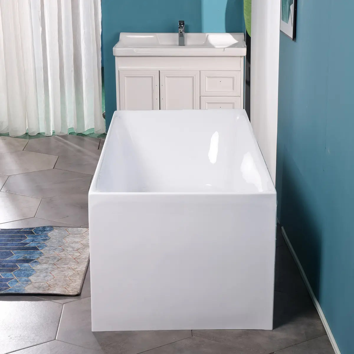 Soaking Rectangle Lucite White Medium Seat Bathtub Image - 3