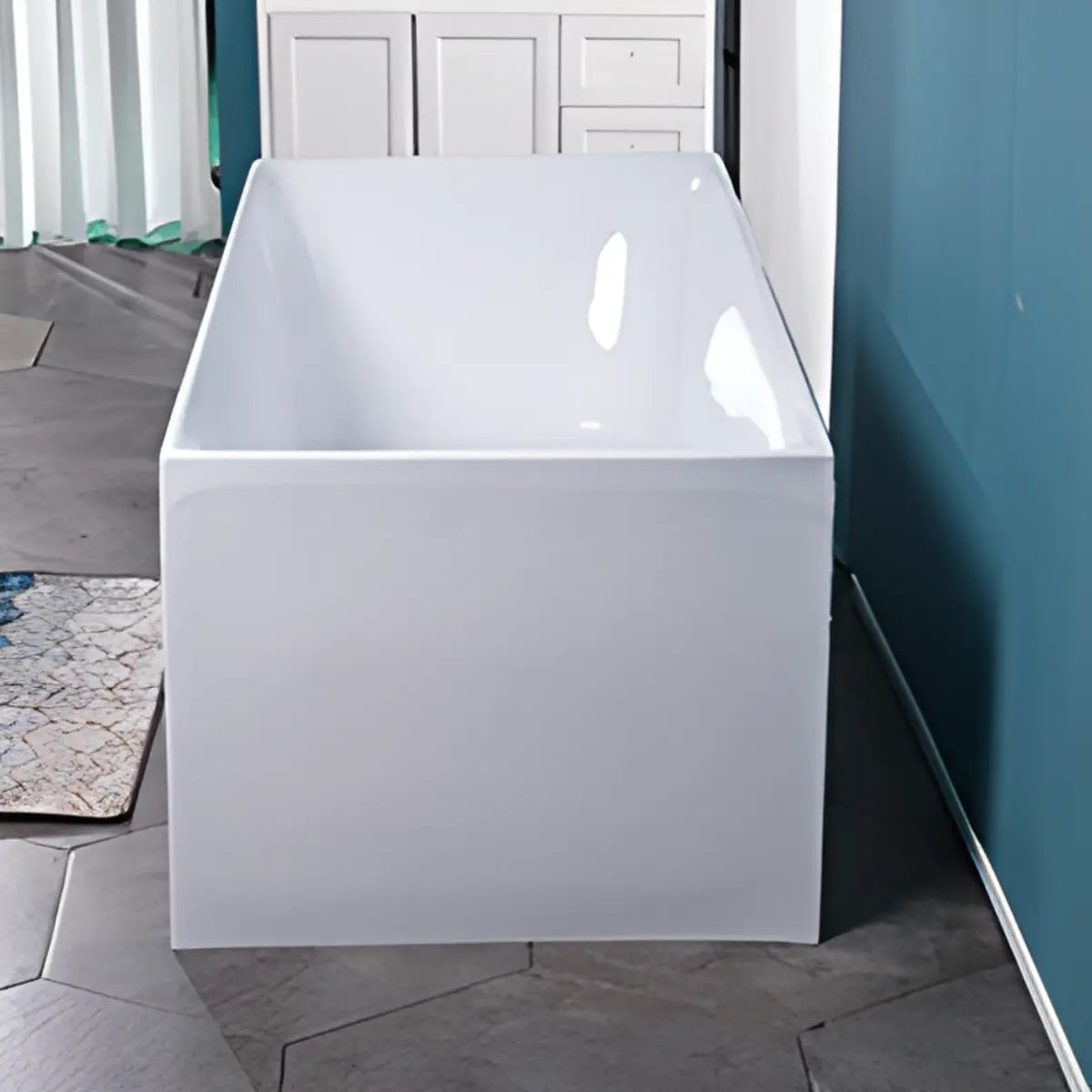 Soaking Rectangle Lucite White Medium Seat Bathtub Image - 5