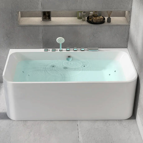 Soaking Rectangle PMMA White Freestanding Whirlpool Bathtub Image - 1