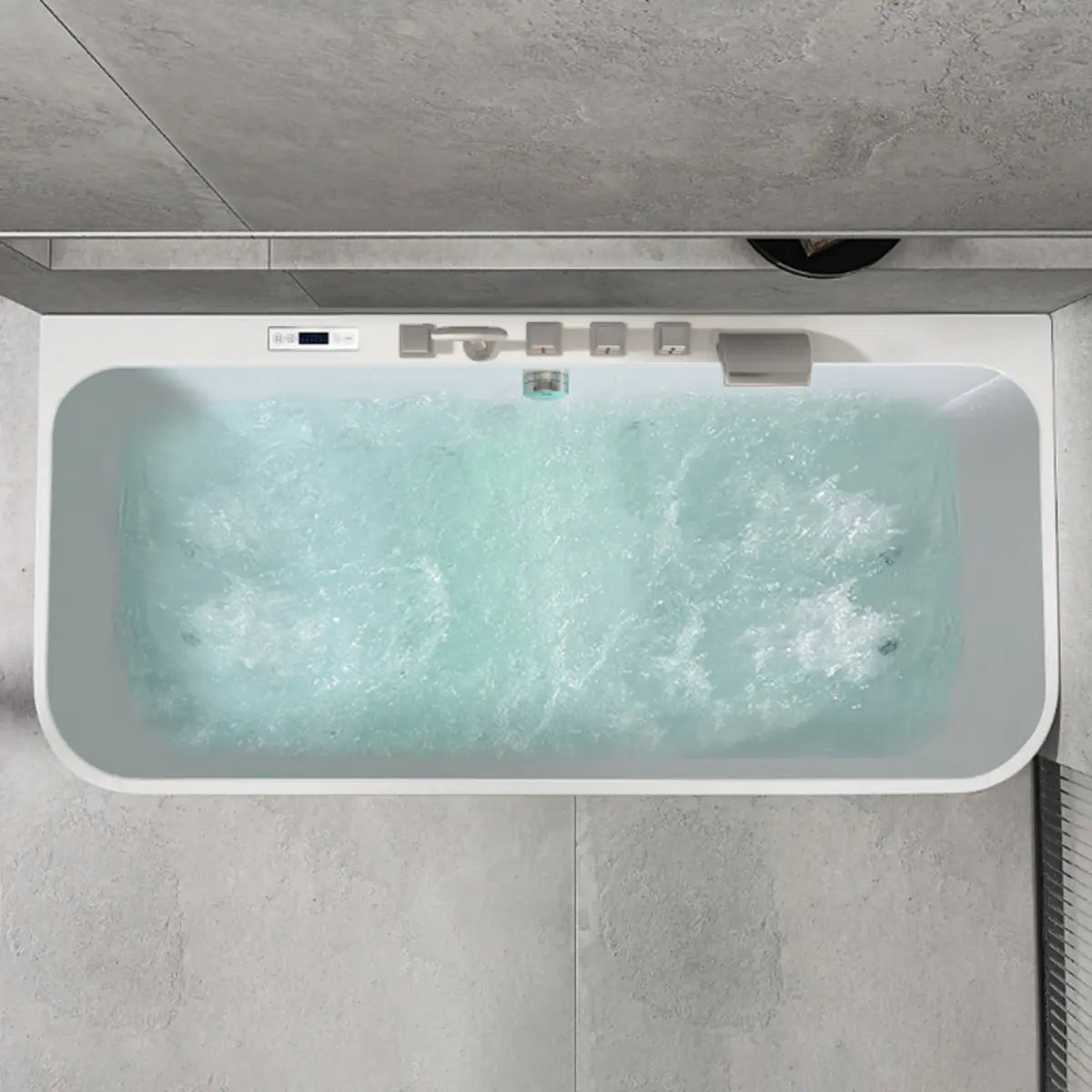 Soaking Rectangle PMMA White Freestanding Whirlpool Bathtub Image - 4