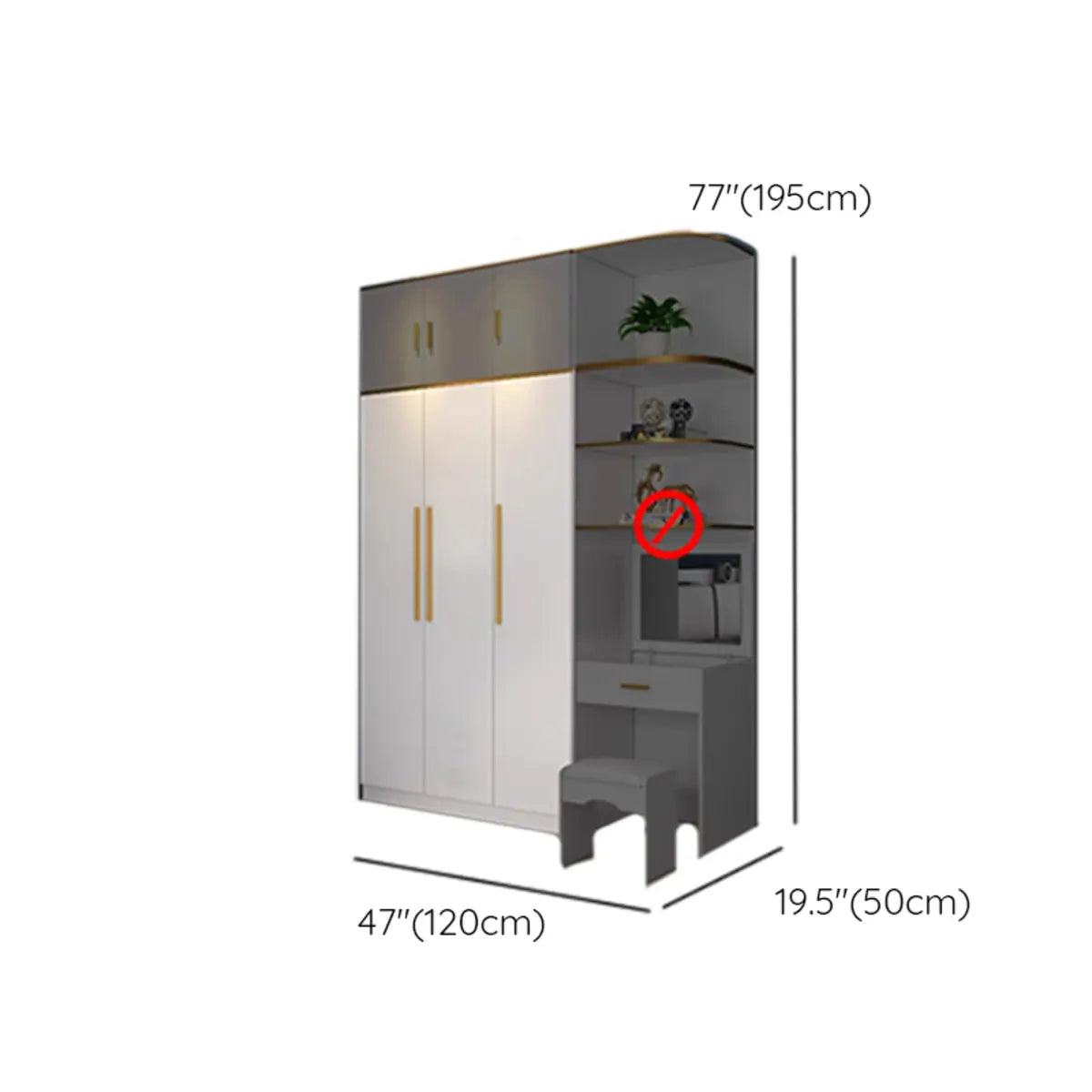 Soft Close Cabinet Composite White Spacious Armoire Image - 13