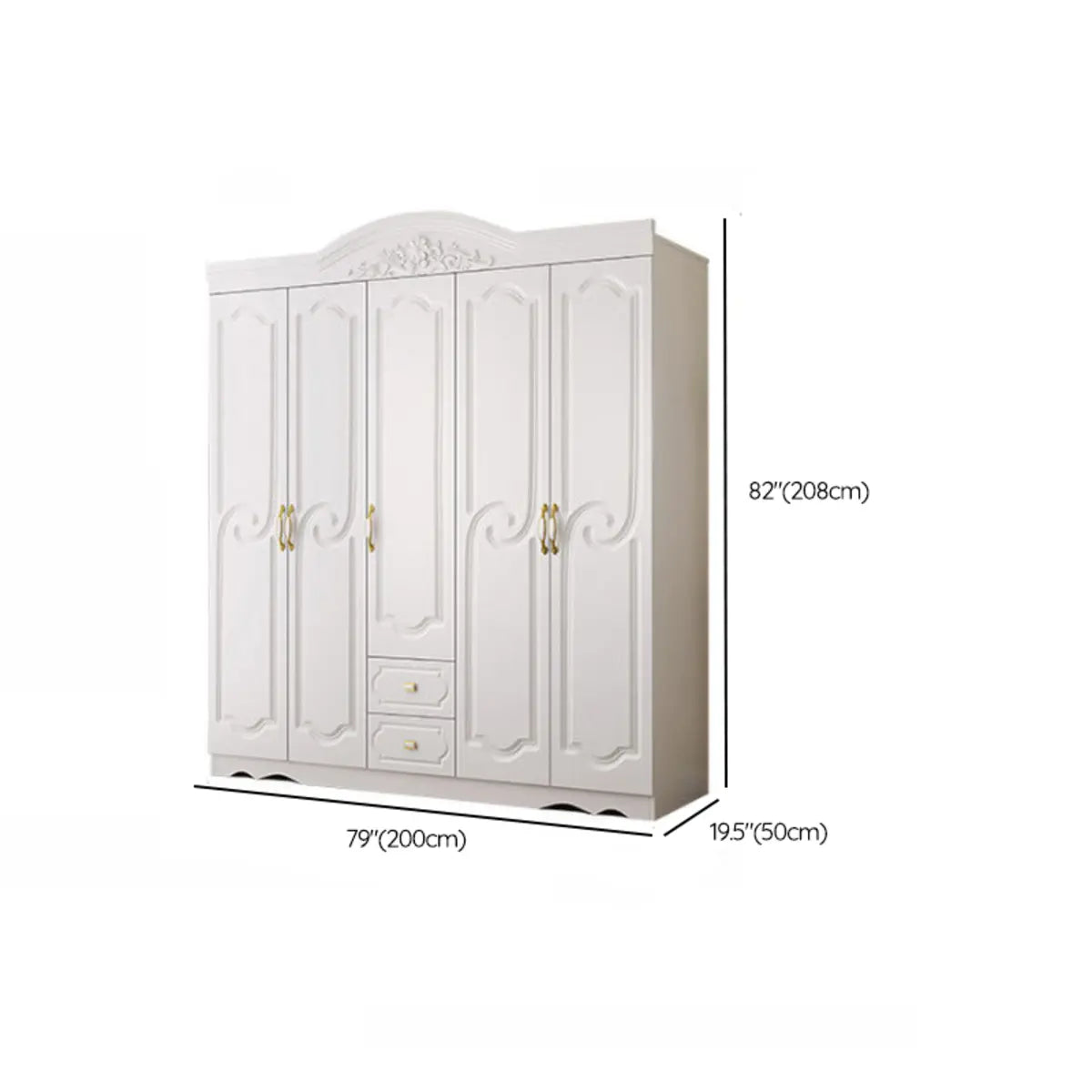 Soft Close Cabinet Door White Wood Large Hinged Wardrobe Image - 16