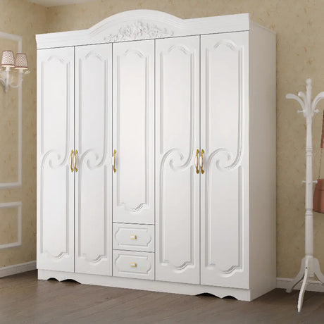 Soft Close Cabinet Door White Wood Large Hinged Wardrobe Image - 2