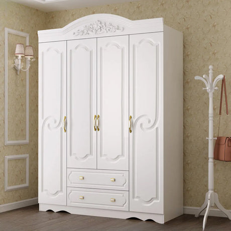 Soft Close Cabinet Door White Wood Large Hinged Wardrobe Image - 3