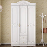 Soft Close Cabinet Door White Wood Large Hinged Wardrobe Image - 11