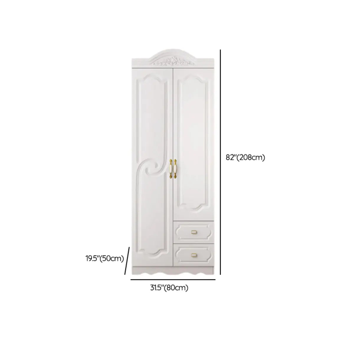 Soft Close Cabinet Door White Wood Large Hinged Wardrobe 