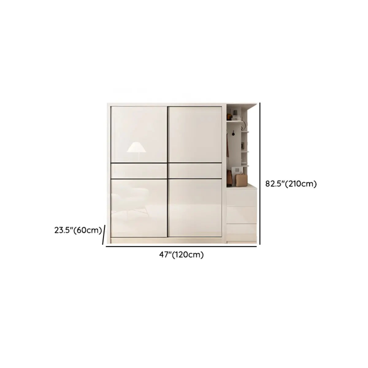 Soft Close Cabinet Door White Wood Large Sliding Armoire Image - 19