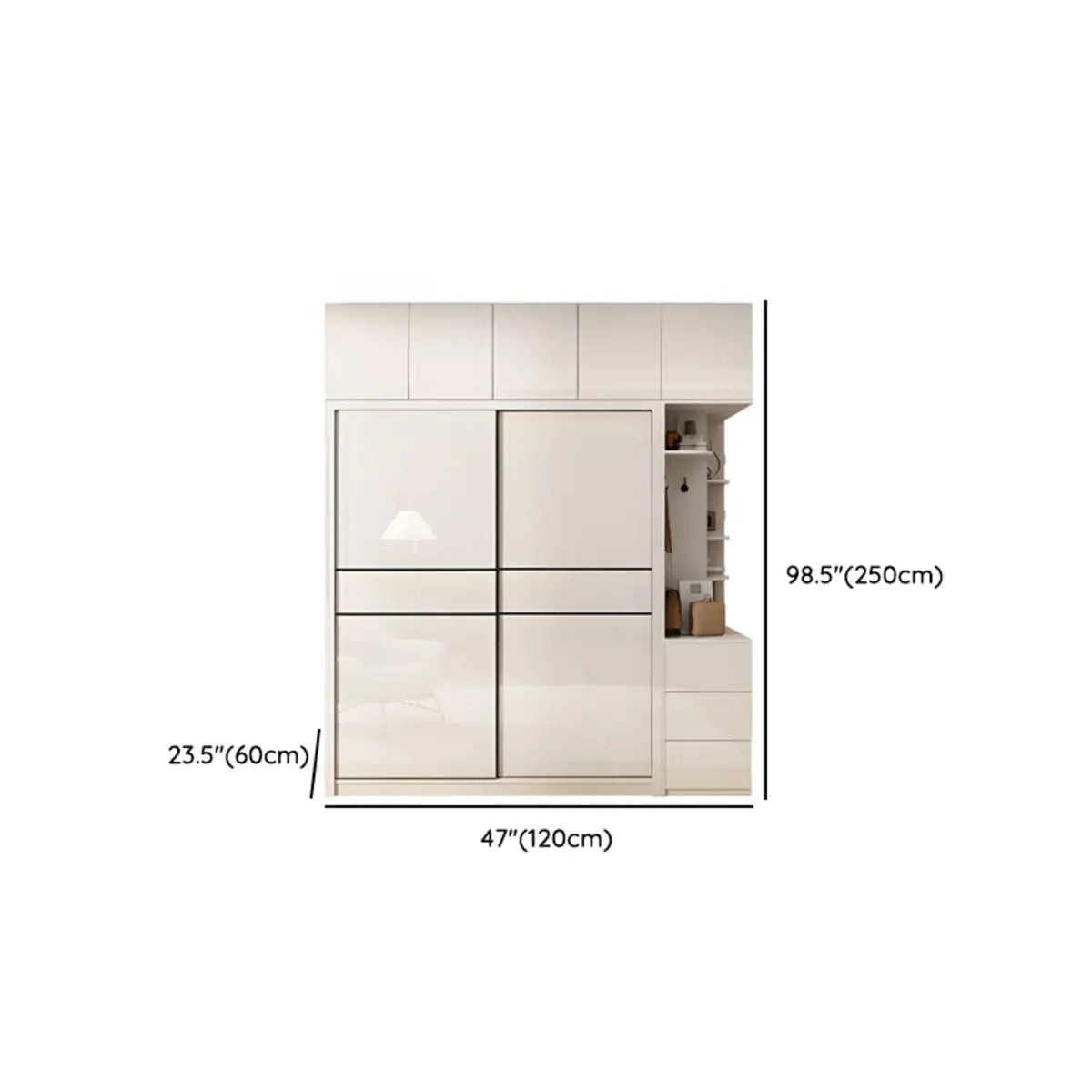 Soft Close Cabinet Door White Wood Large Sliding Armoire Image - 29