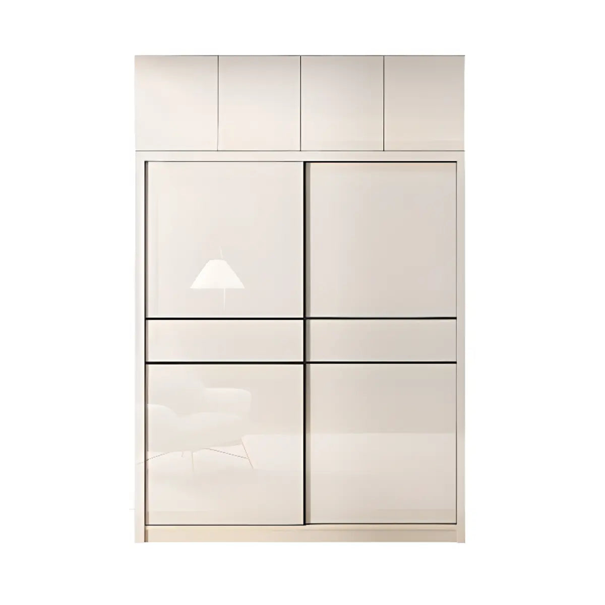 Soft Close Cabinet Door White Wood Large Sliding Armoire Image - 9