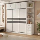 Soft Close Cabinet Door Wood White Large Sliding Wardrobe Image - 11