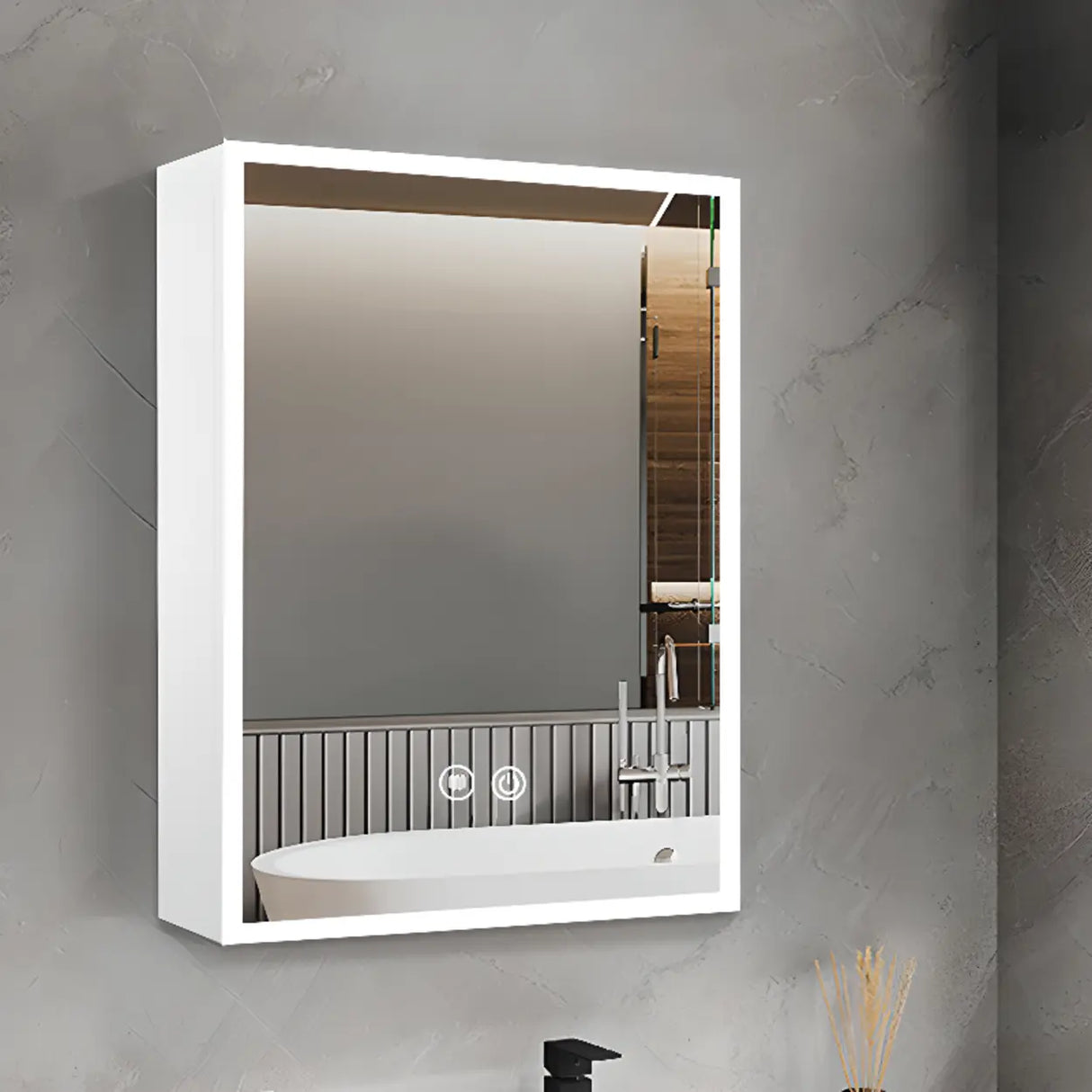 Soft Close Door Hinges Frameless Mirror Medicine Cabinet Image - 13