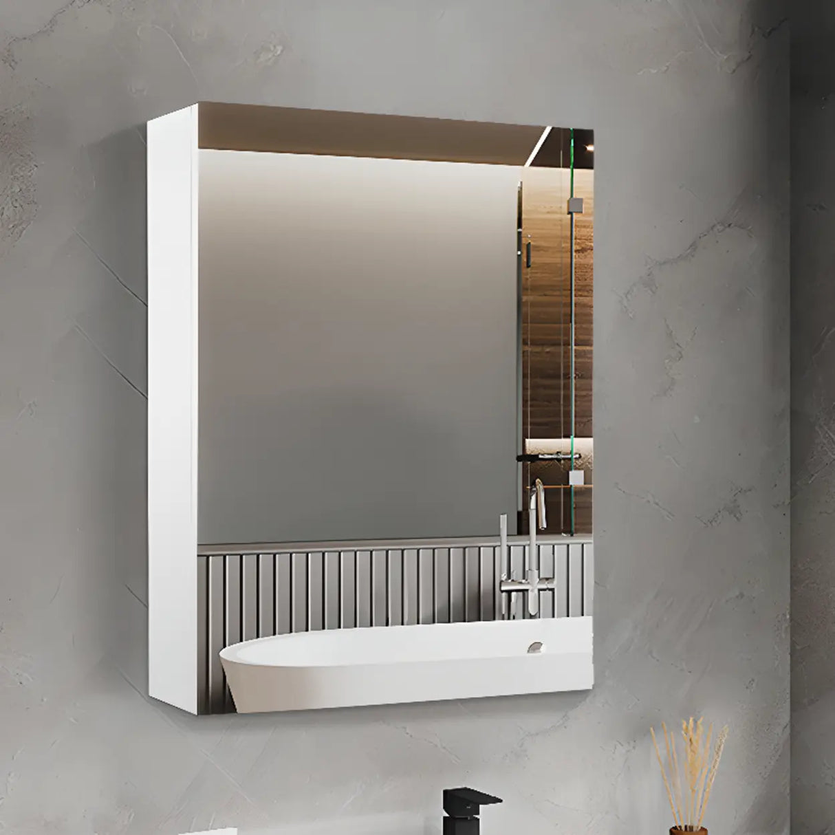 Soft Close Door Hinges Frameless Mirror Medicine Cabinet Image - 2