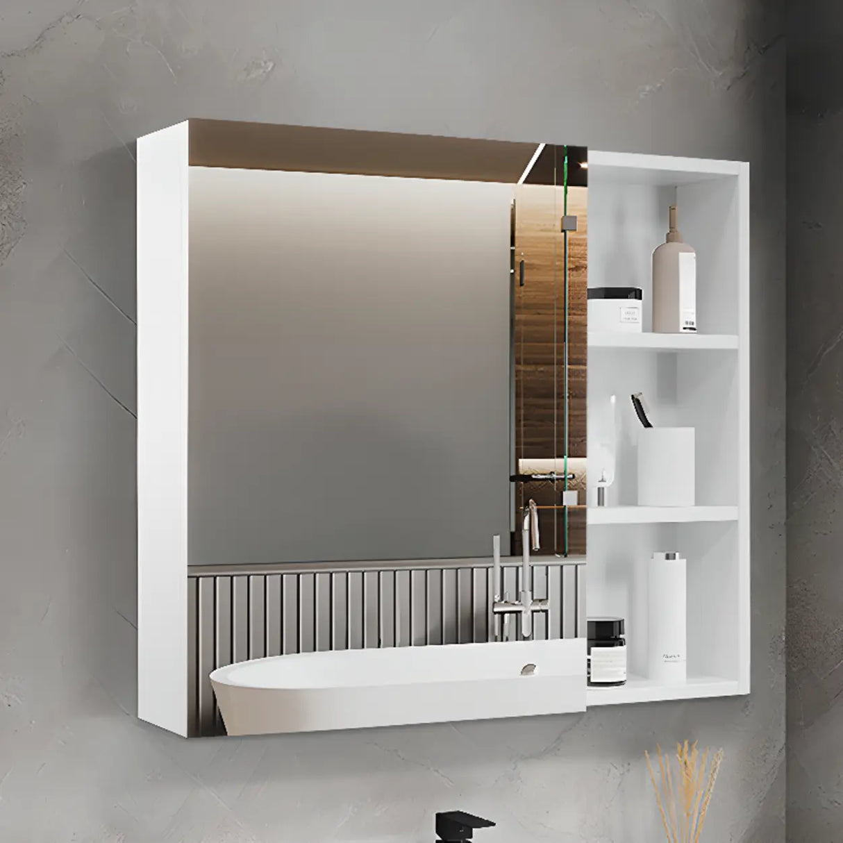 Soft Close Door Hinges Frameless Mirror Medicine Cabinet Image - 5