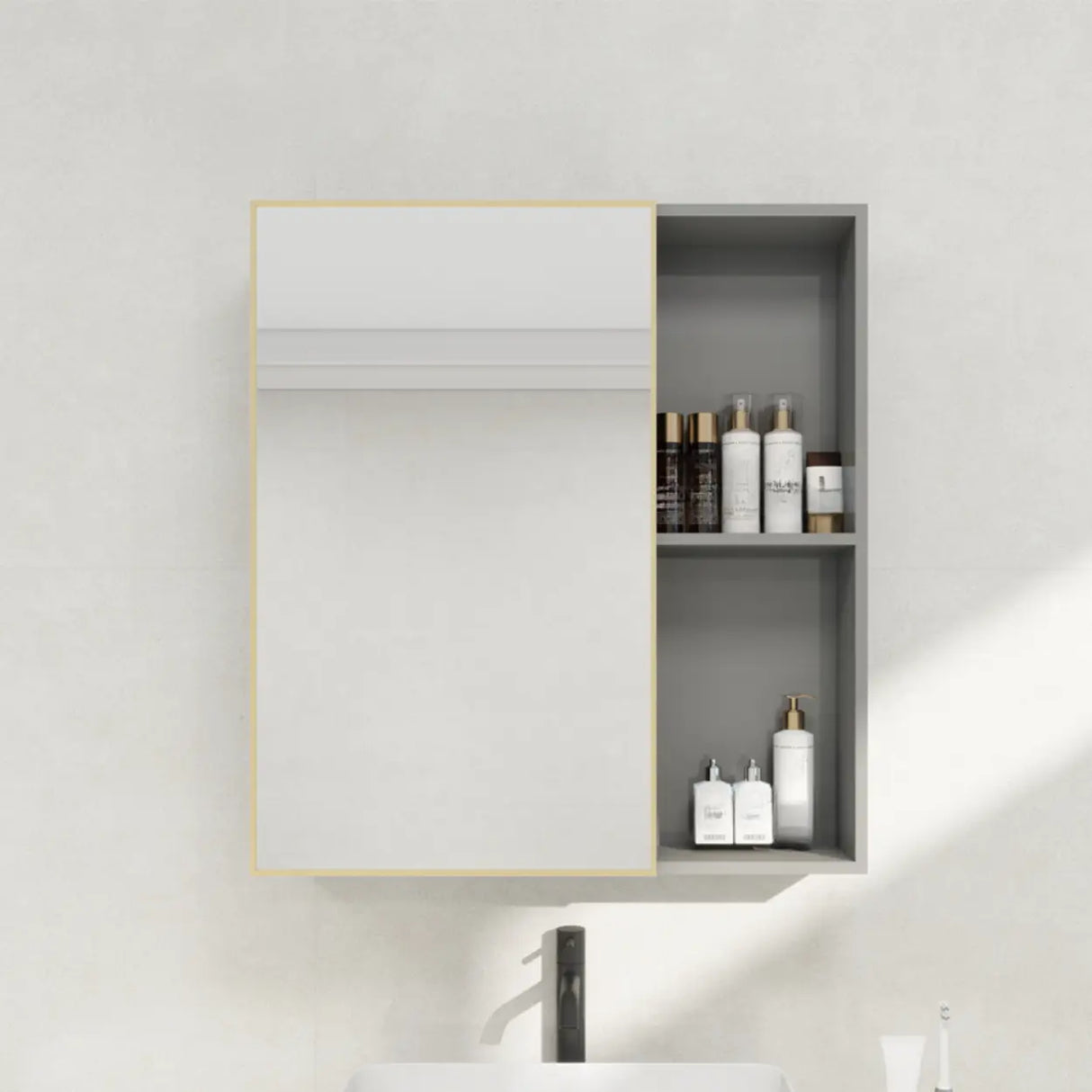 Soft Close Door Hinges Metal Medicine Cabinet with Mirror Image - 10