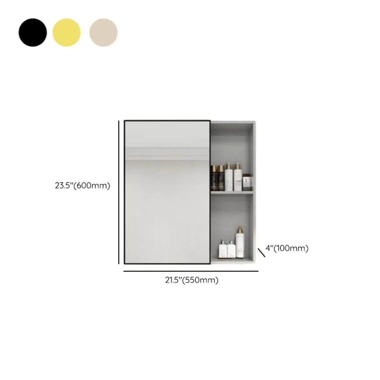 Soft Close Door Hinges Metal Medicine Cabinet with Mirror Image - 22