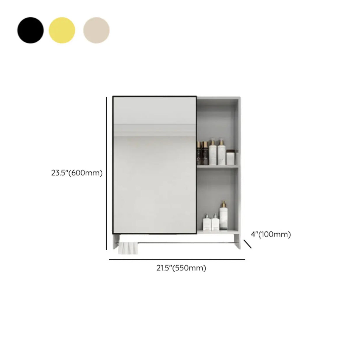 Soft Close Door Hinges Metal Medicine Cabinet with Mirror Image - 24