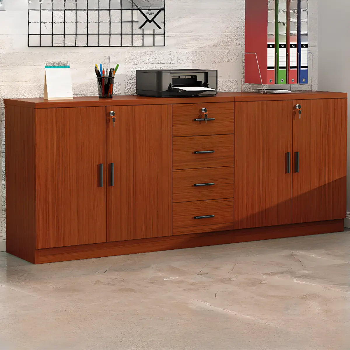 Soft Close Drawer Wood Horizontal Storage Cabinet with Locks Image - 29