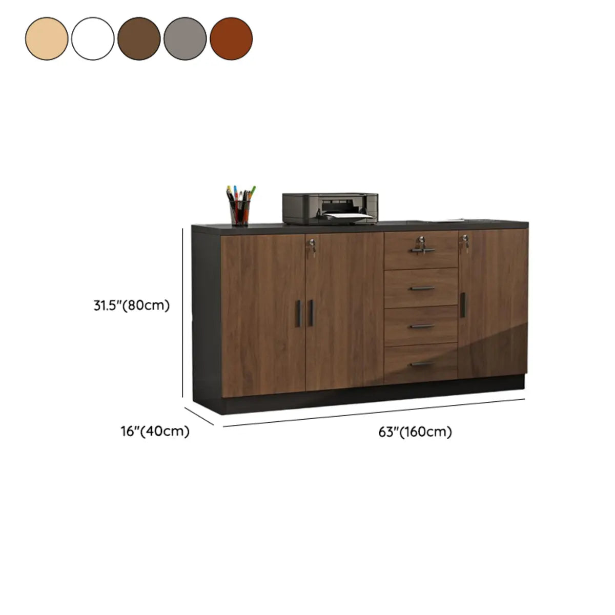 Soft Close Drawer Wood Horizontal Storage Cabinet with Locks Image - 39