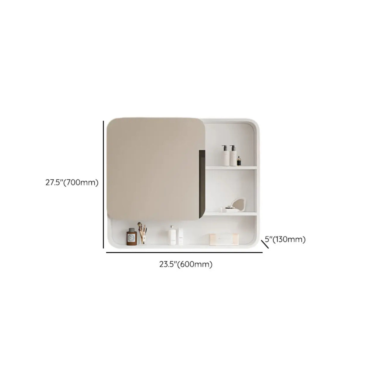 Soft Close Hinges Mirror Aluminum White Medicine Cabinet 