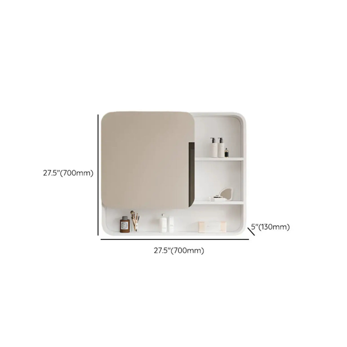 Soft Close Hinges Mirror Aluminum White Medicine Cabinet Image - 15