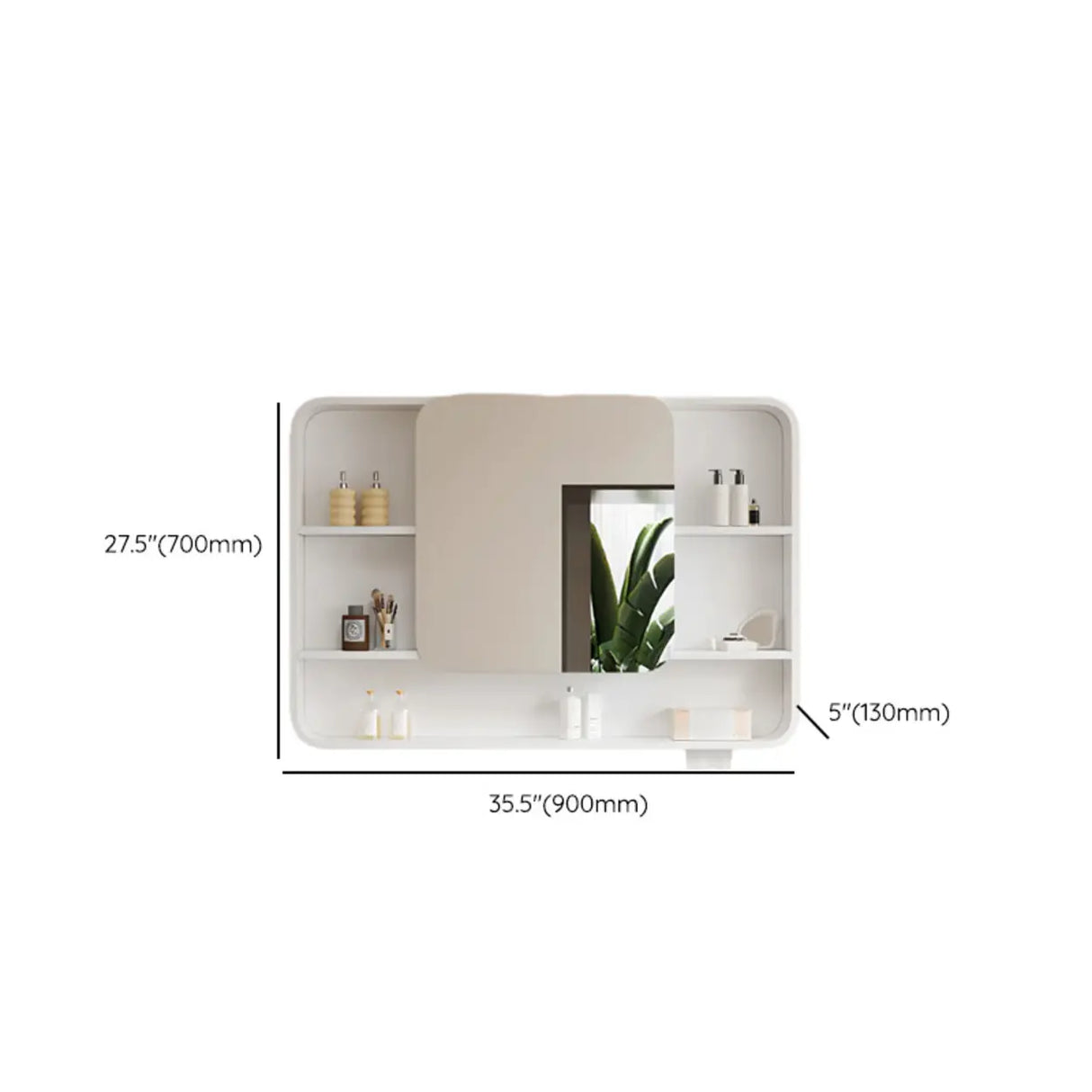 Soft Close Hinges Mirror Aluminum White Medicine Cabinet Image - 19