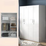 Soft Close Iron White Large Armoire with Shelves and Lock Image - 15