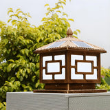 Solar Chinese Style Square Garden Lantern Brown Lamp Image - 10