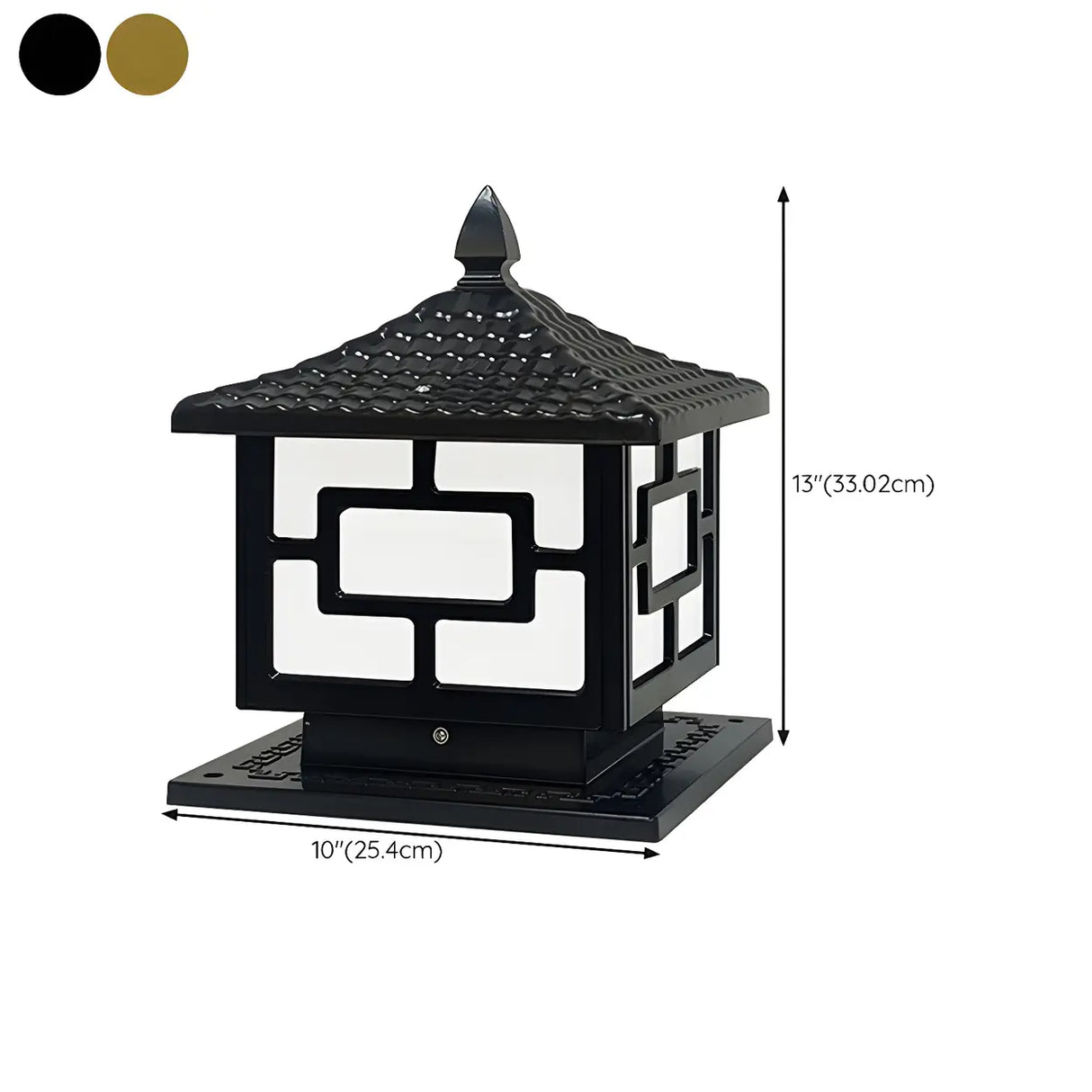 Solar Chinese Style Square Garden Lantern Brown Lamp 