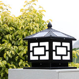 Solar Chinese Style Square Garden Lantern Brown Lamp Image - 9