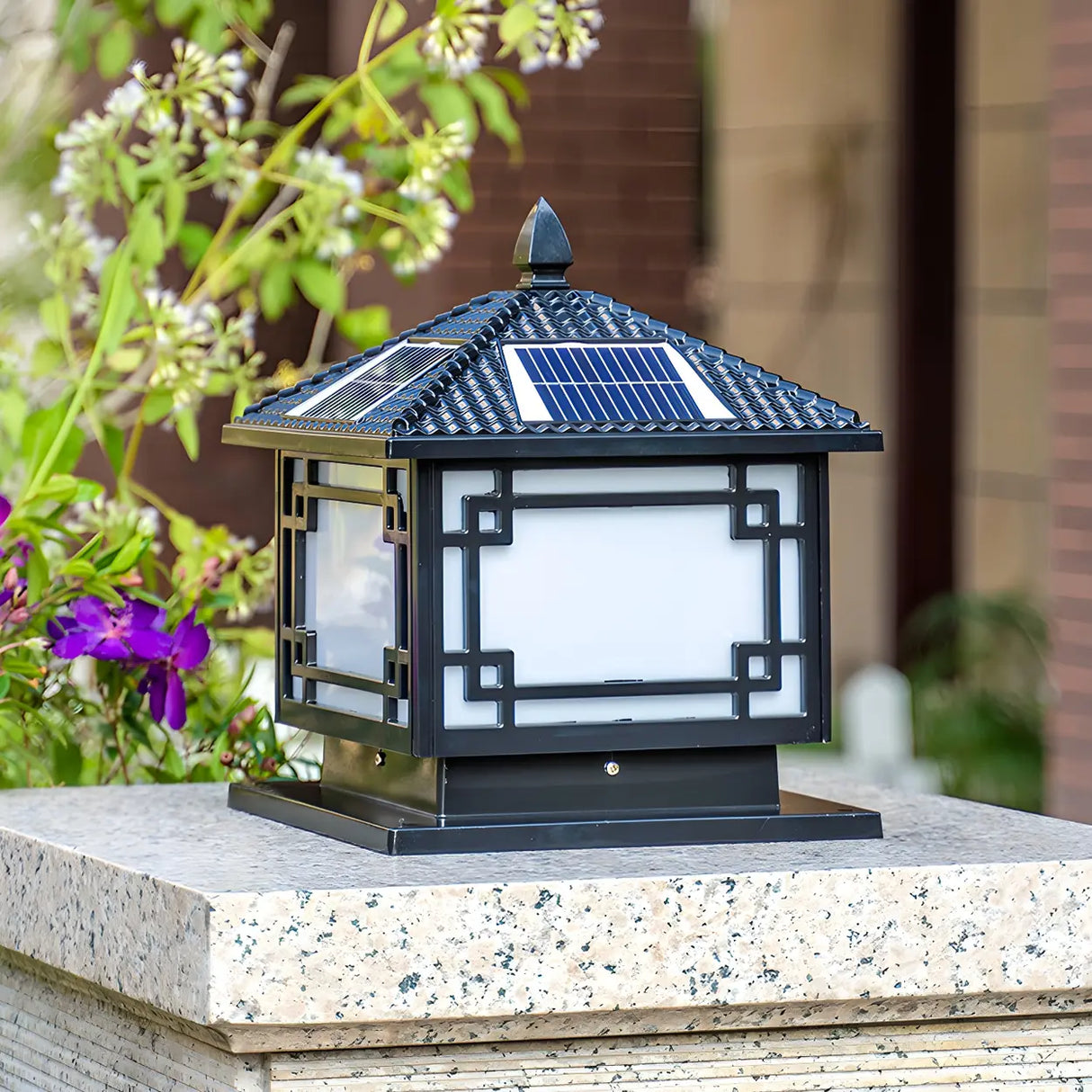 Solar Chinese Style Square Metal Outdoor Lantern Lamp Image - 11