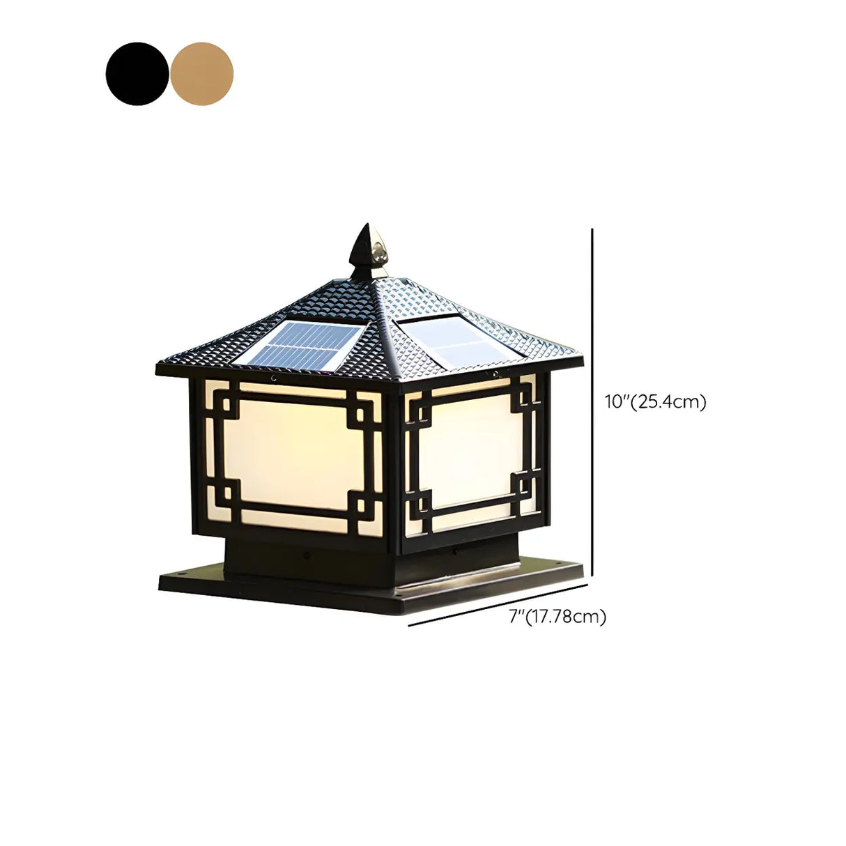 Solar Chinese Style Square Metal Outdoor Lantern Lamp 