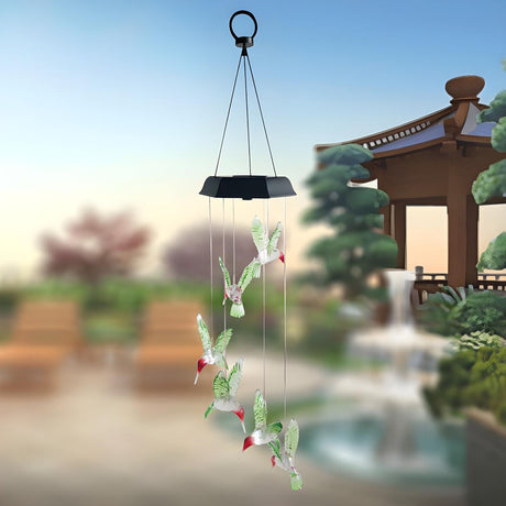 Solar-Powered Wind Chime LED Outdoor Pendant Light Image - 1