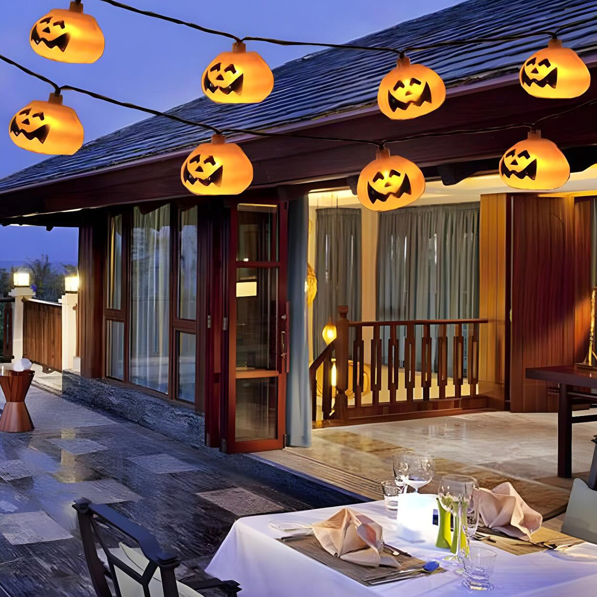 Solar Waterproof Halloween Pumpkin String Lights Image - 6