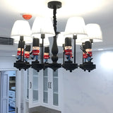 Soldier Branch Fabric Resin Kids Room White Chandelier Image - 5