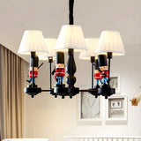 Soldier Branch Fabric Resin Kids Room White Chandelier Image - 7