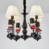 Soldier Branch Fabric Resin Kids Room White Chandelier Image - 9