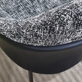 Solid Back Cotton Arm Metal Dining Chair Gray- Black Image - 12